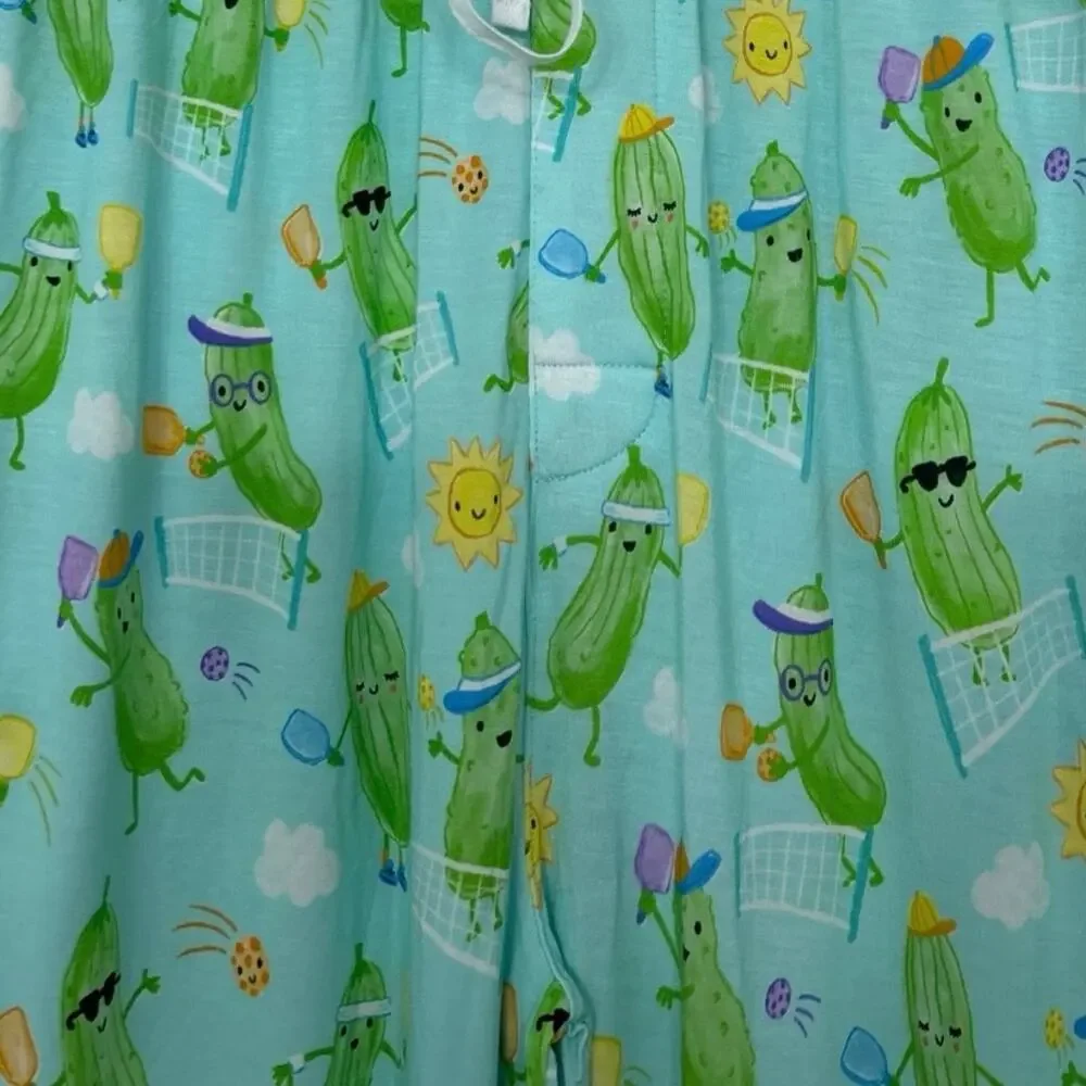 Little Sleepies Bamboo Pajama Pants Pickles Playing Pickleball Novelty NWT L - Picture 3 of 13